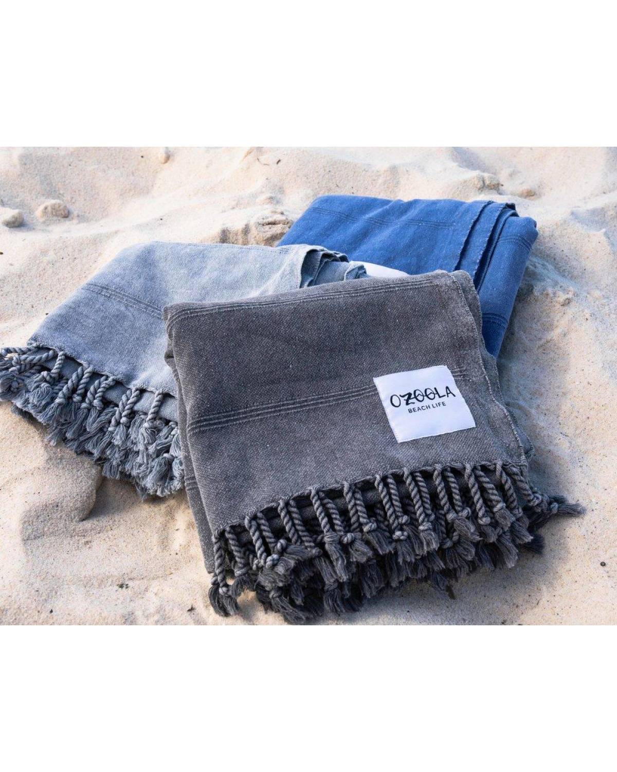 OZoola Stonewash Turkish Towel - colors on the sand