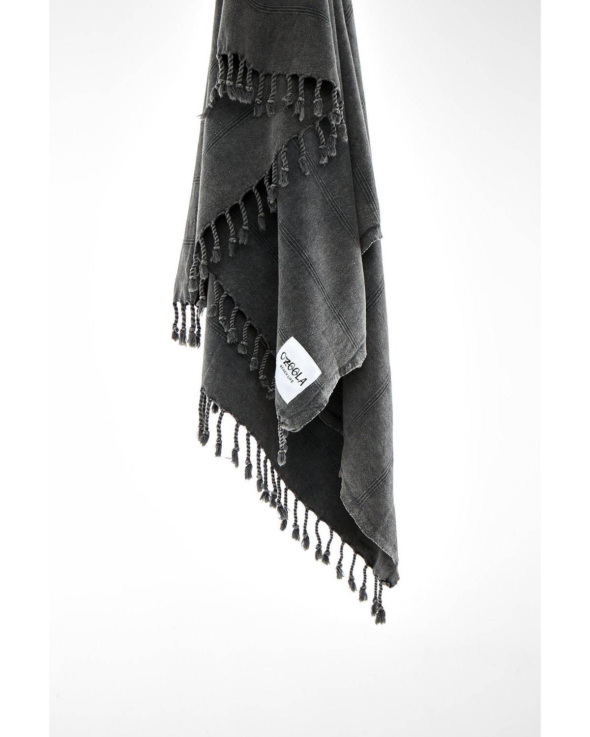 OZoola Stonewash Turkish Towel - Grey hanged