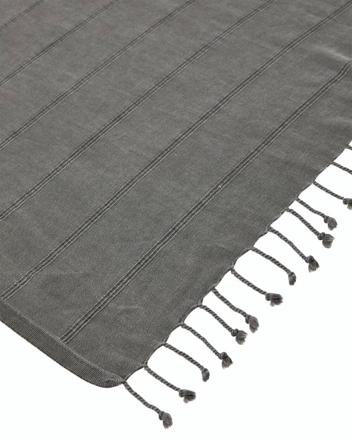 OZoola Stonewash Turkish Towel - Grey trim