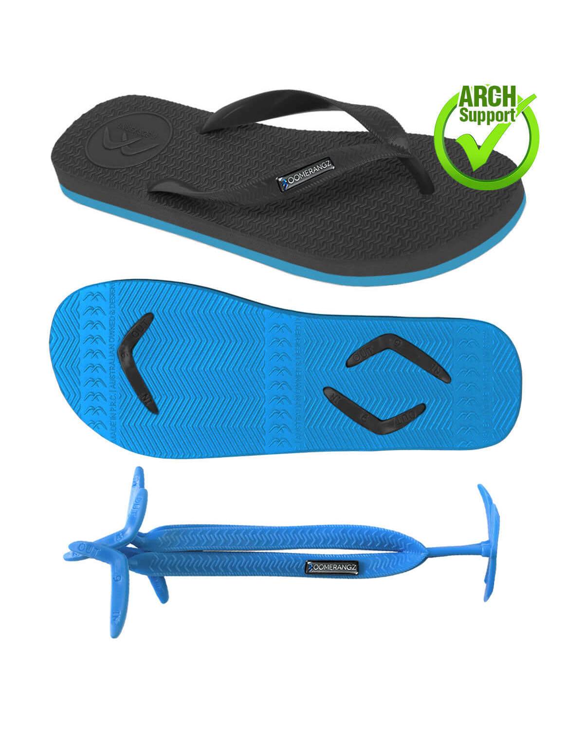Reg Black/Blue Thongs + Additional Electric Blue Coloured Straps 