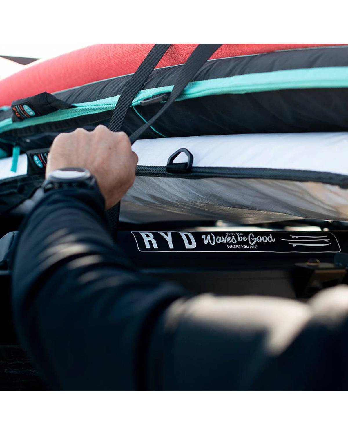 RYD Aero Roof Rack Covers Pads on a vehicle