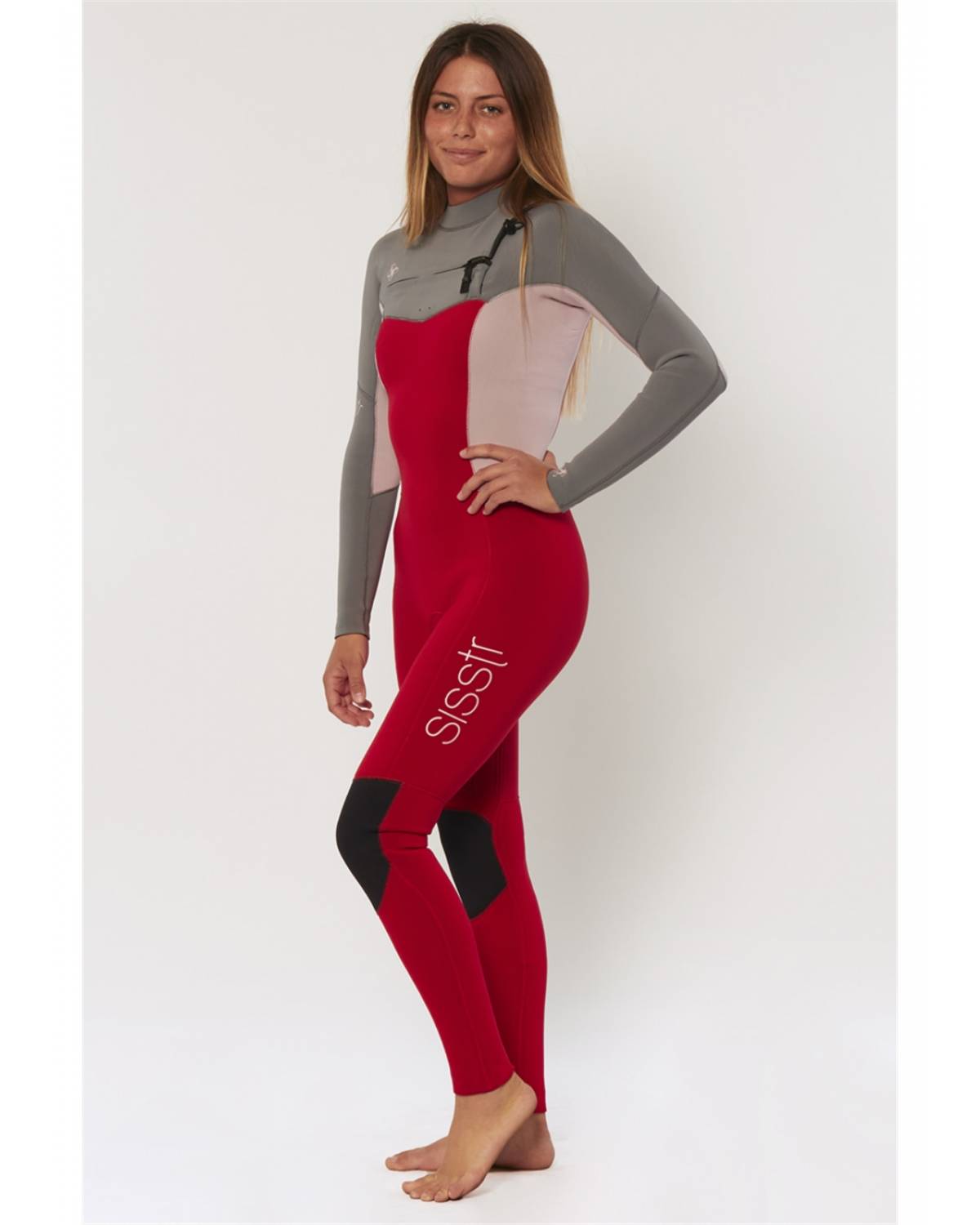 Sisstr 7 Seas 3/2 Chest Zip Wetsuit - Red side