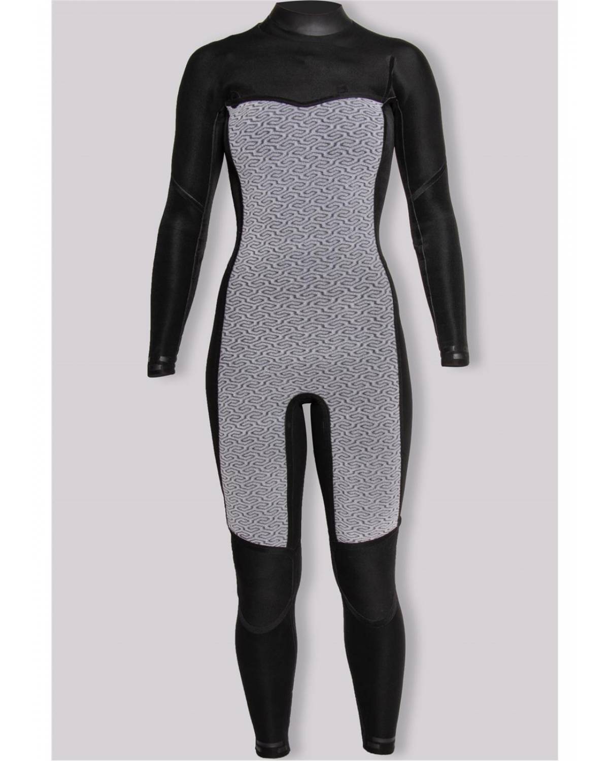 7 Seas 3/2 Chest Zip Women's Steamer Wetsuit interior - front