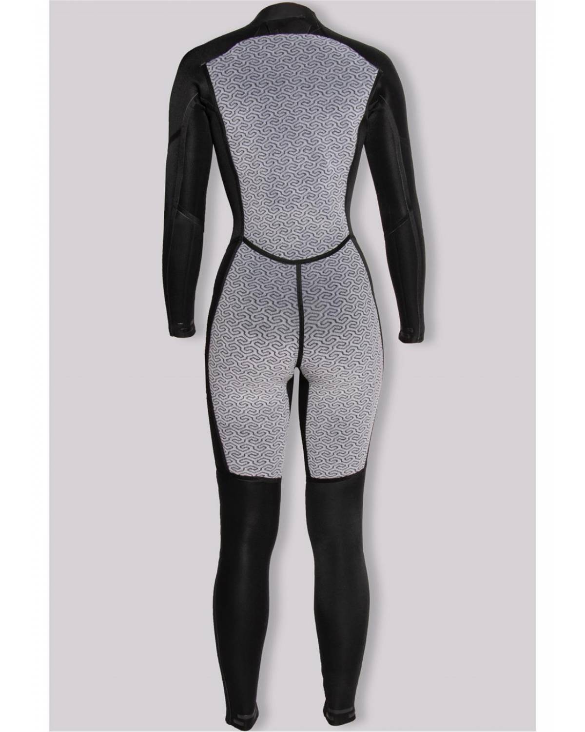 Sisstrevolution 7 Seas 4/3 Back Zip Full Steamer Wetsuit - Black - interior back