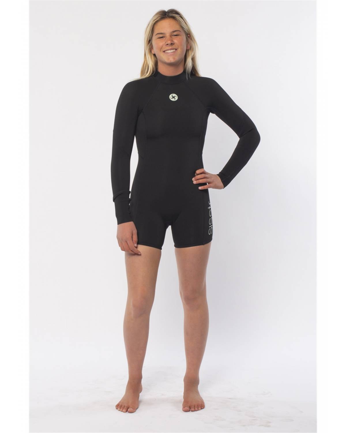 Sisstrevolution Girl's Summer Seas 2/2 L/S Spring Suit - Solid Black front