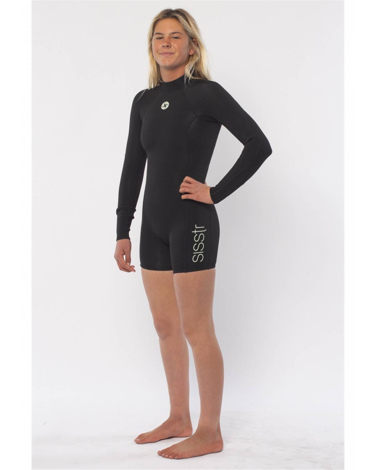 Sisstrevolution Girl's Summer Seas 2/2 L/S Spring Suit - Solid Black side