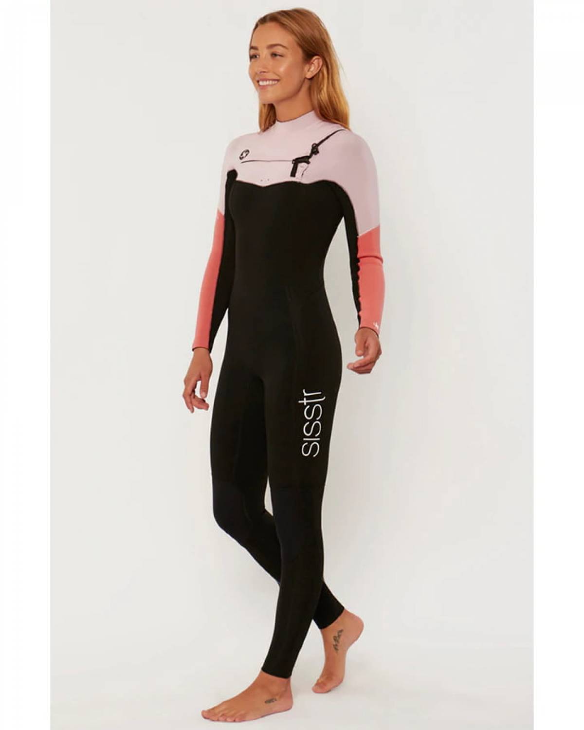 7 Seas 3/2 Chest Zip Women's Steamer Wetsuit - Guava front side