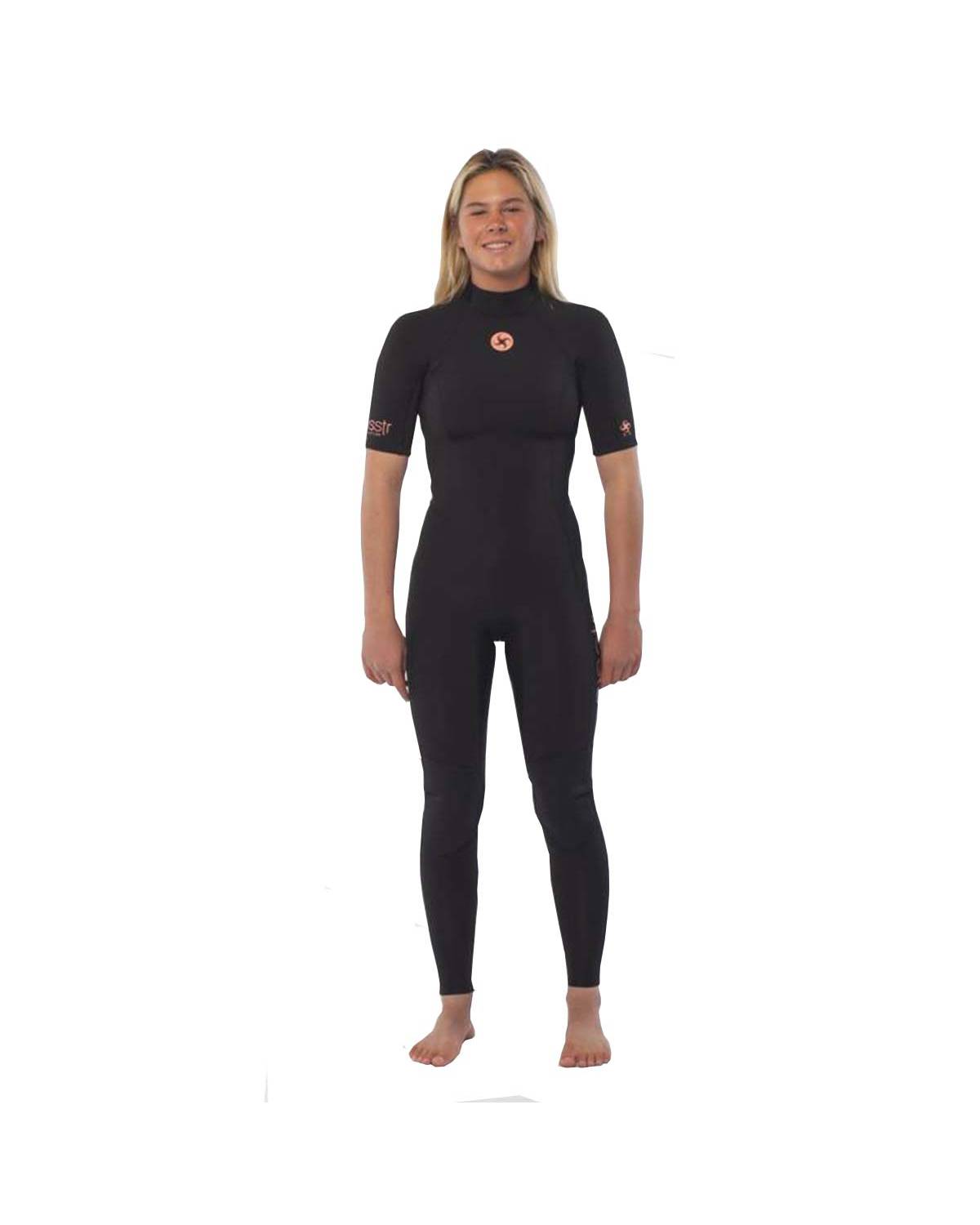 Sisstre 7 Seas Short Sleeve Back Zip - Solid Black Wetsuit