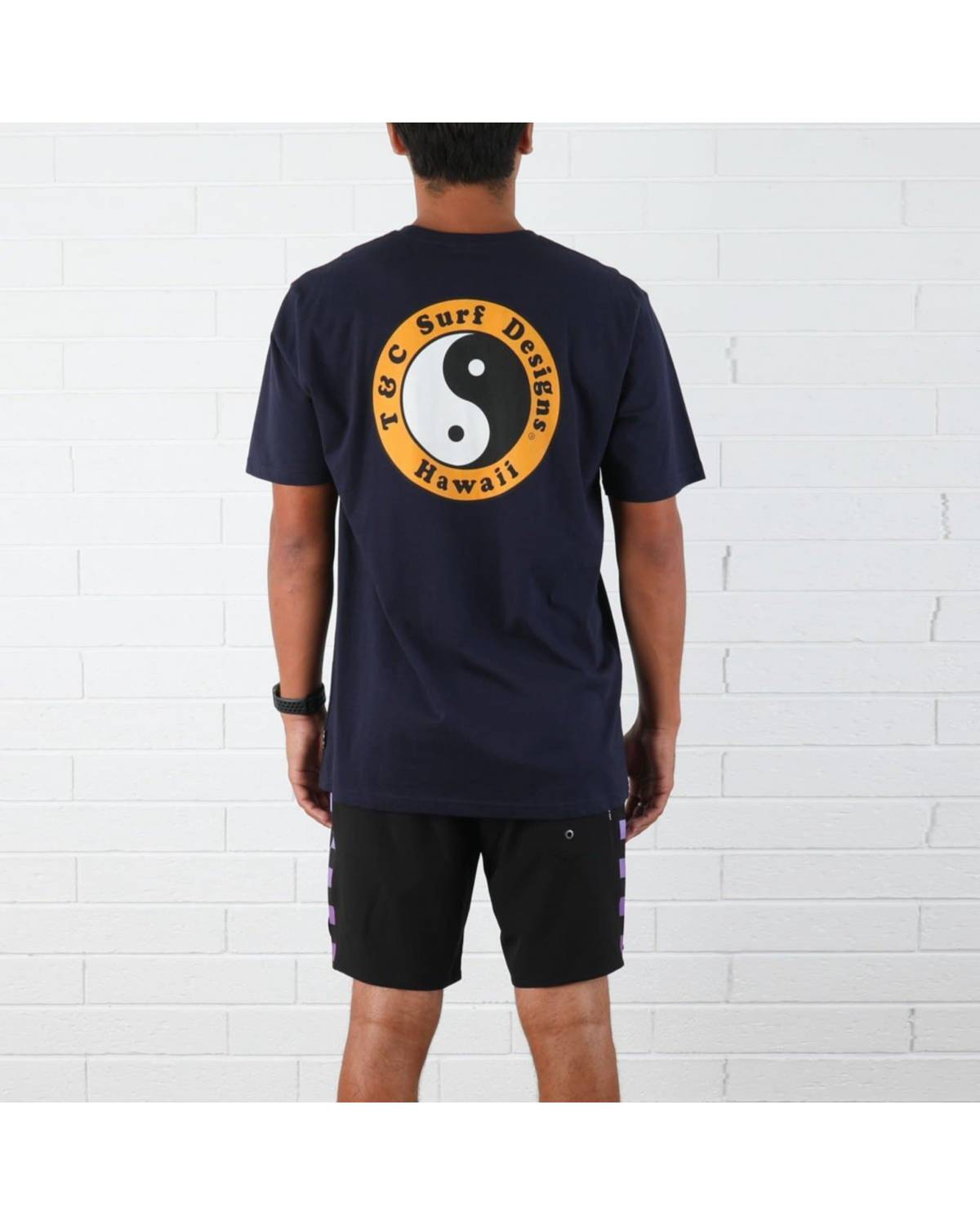 T&C OG Logo Tee - Midnight/Orange back when worn
