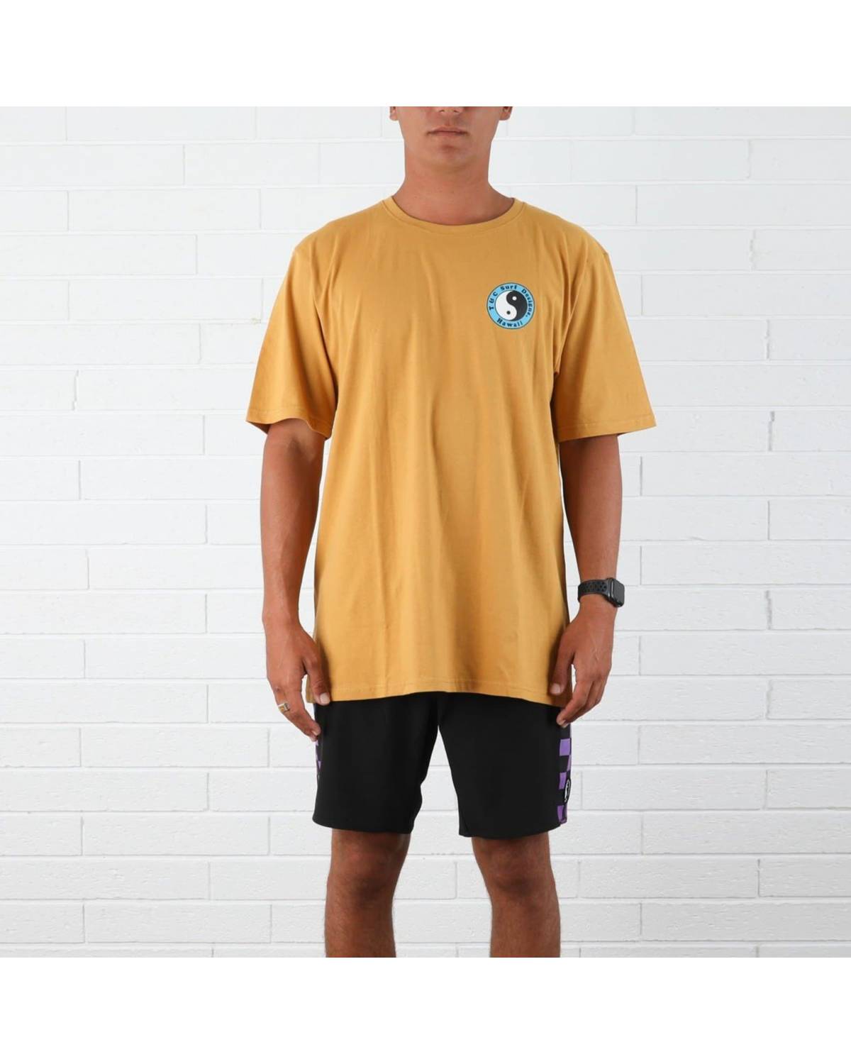 T&C OG Logo Tee - Old Gold front when worn