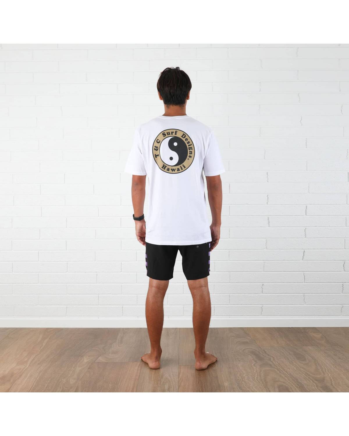 T&C OG Logo Tee - White/Earth back when worn