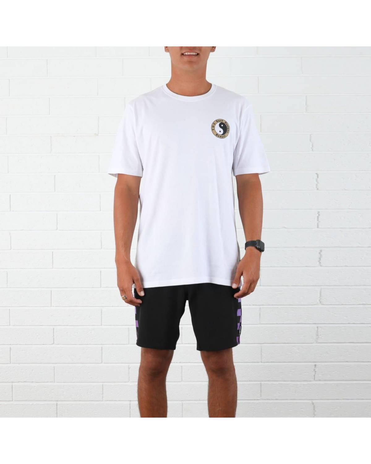 T&C OG Logo Tee - White/Earth front when worn