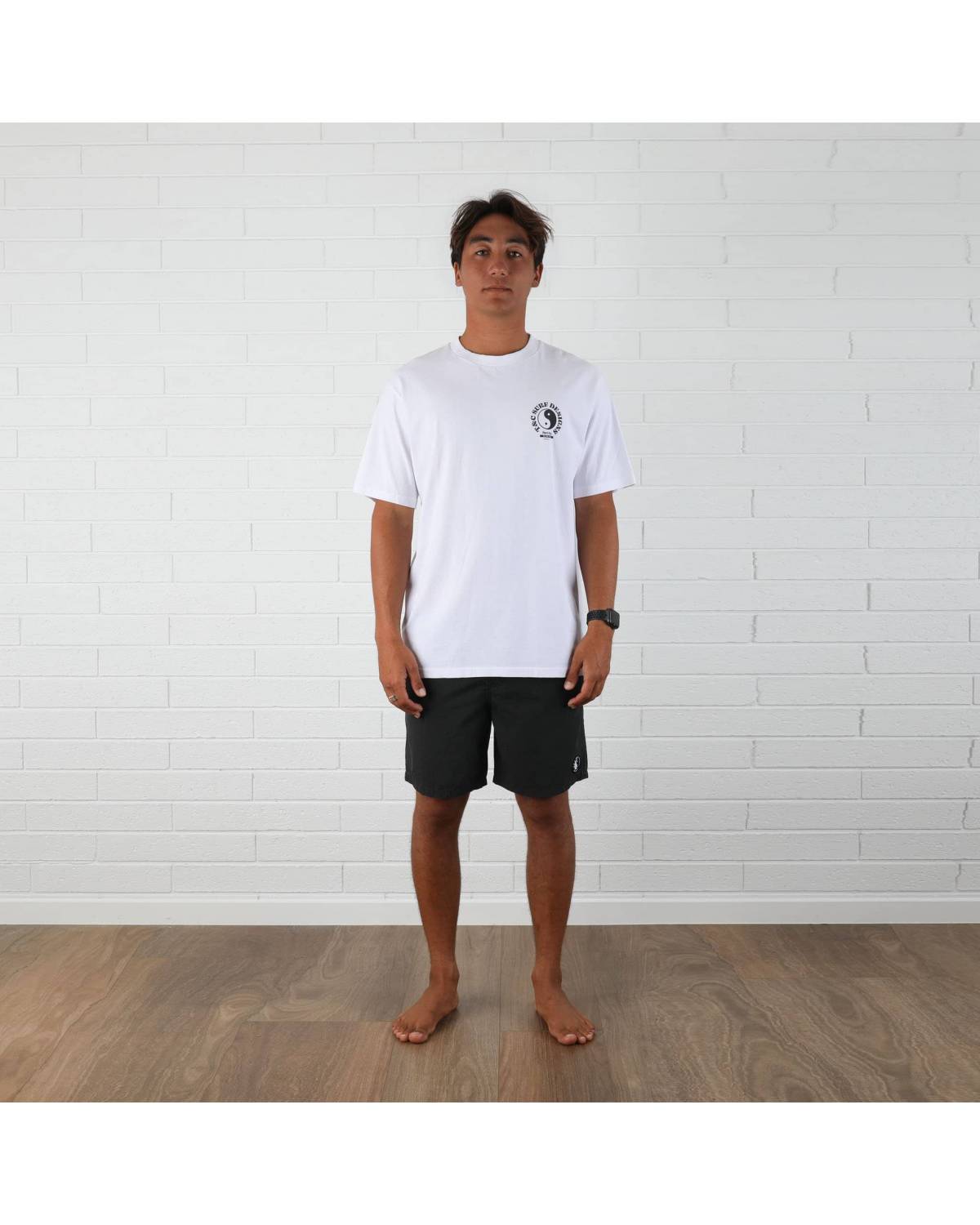 T&C Sunset Tee - White front when worn