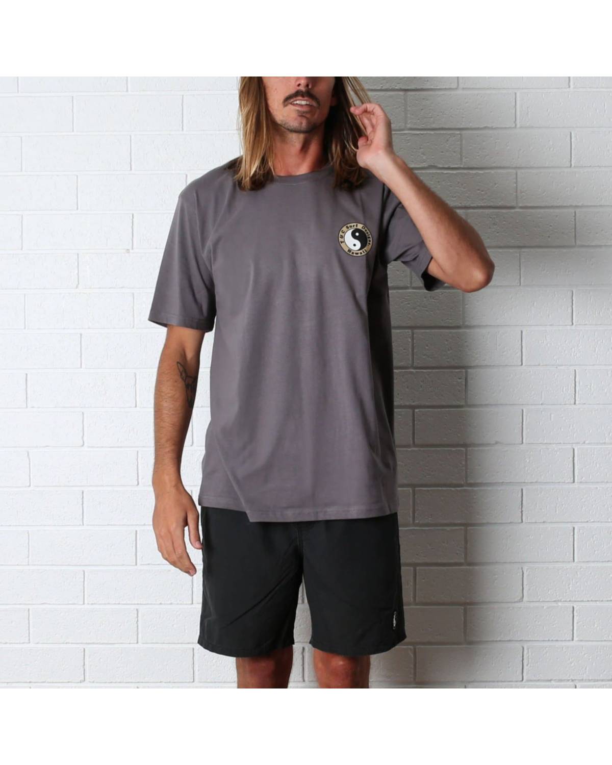 Town & Country OG Logo Tee - Steel Blue - Closed Up - Front