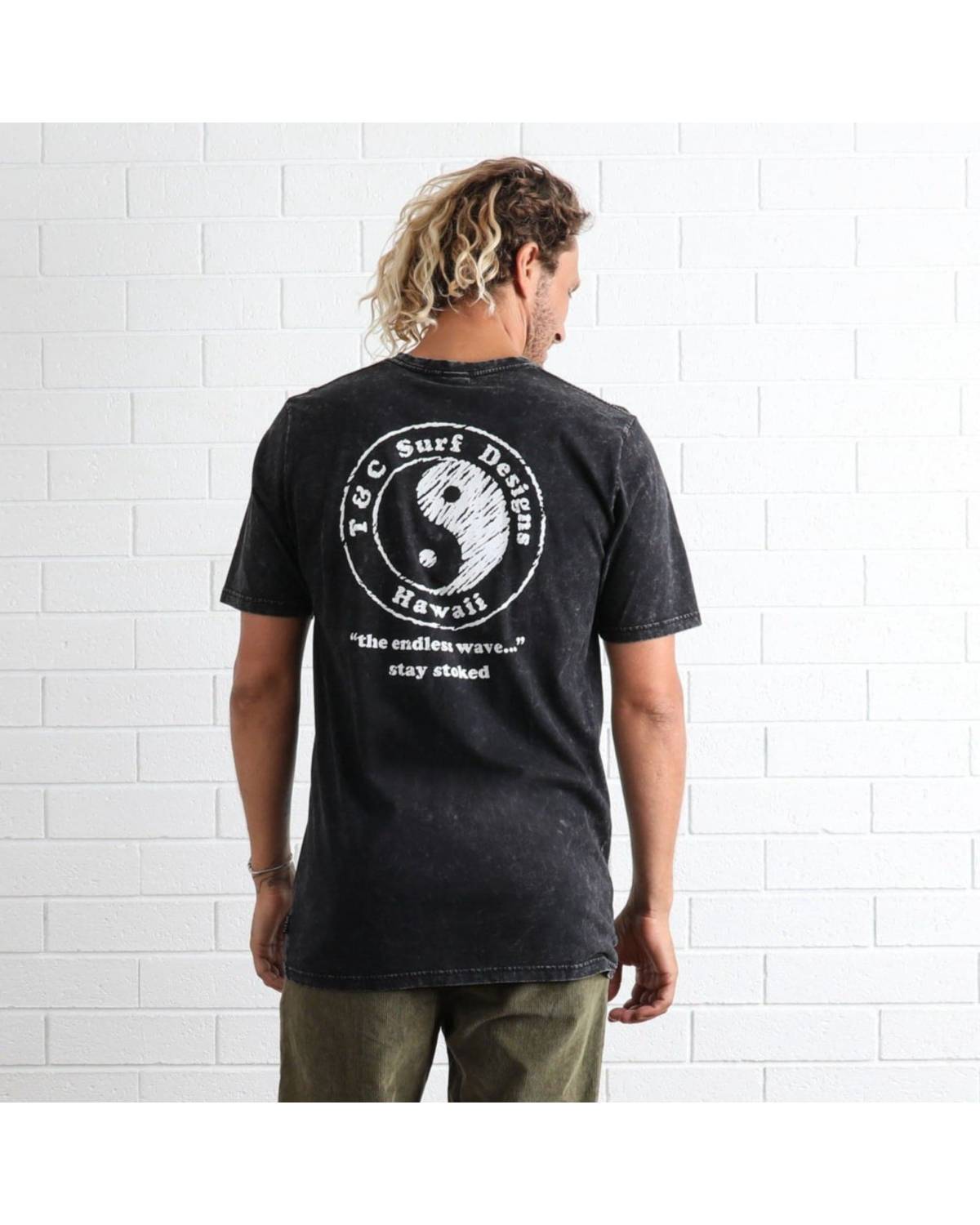 T&C Endless Wave Tee - Acid Black back on model