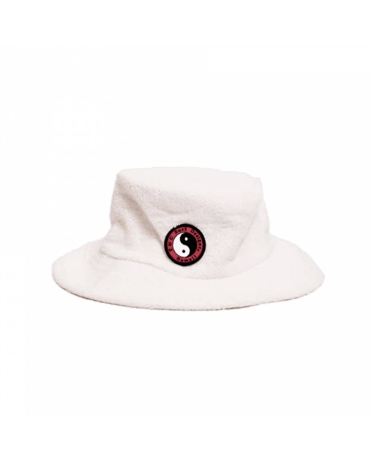 T&C Terry Beach Hat - White with pink logo