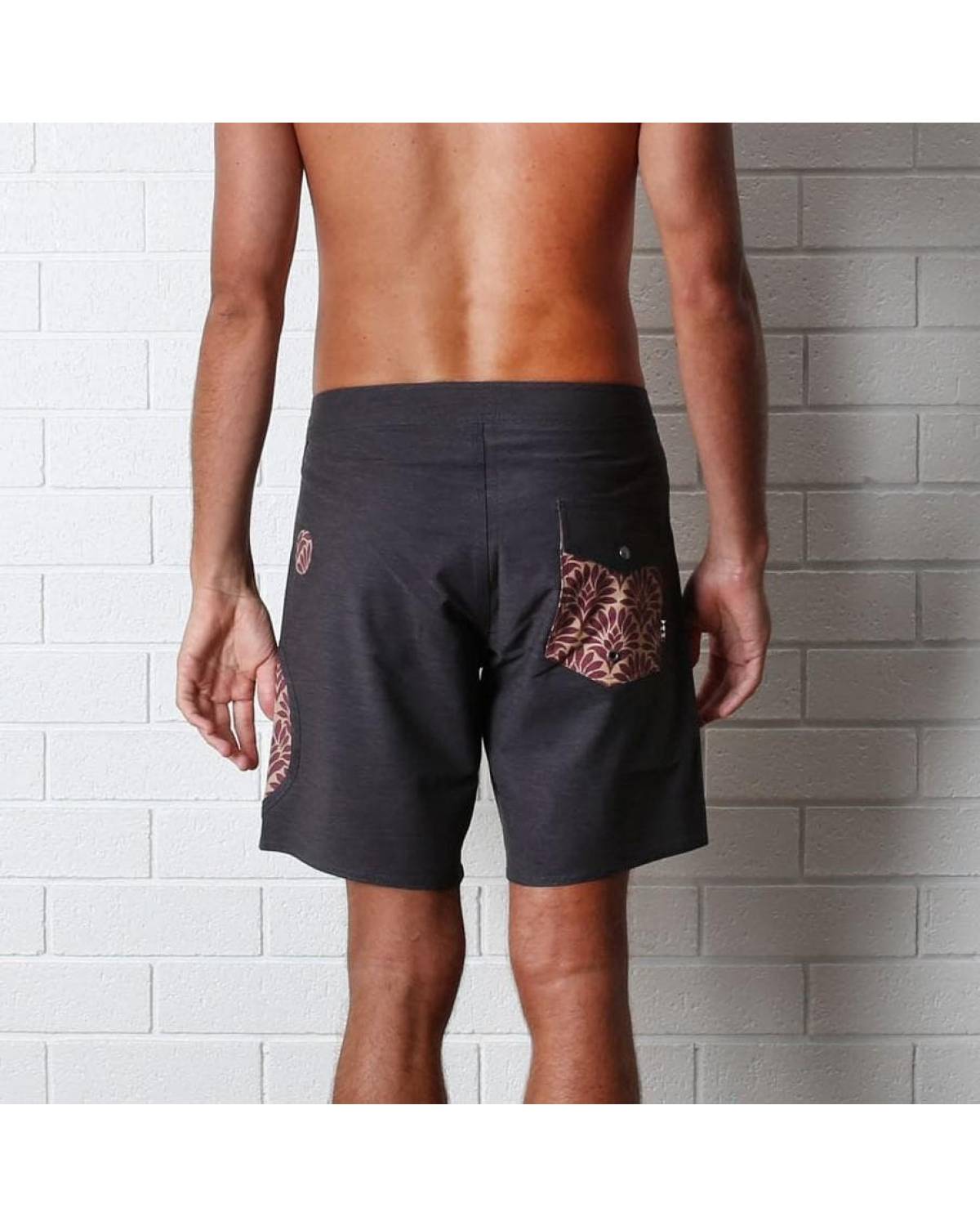 T&C Yin Yang Boardshort - Russet - back on model