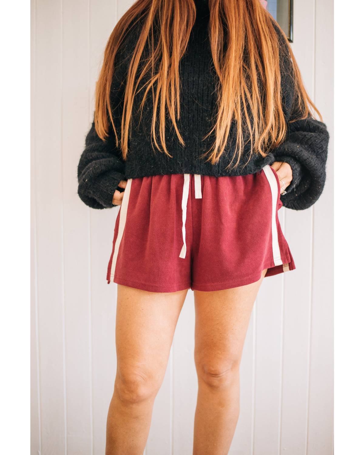 Berry shorts with sweater