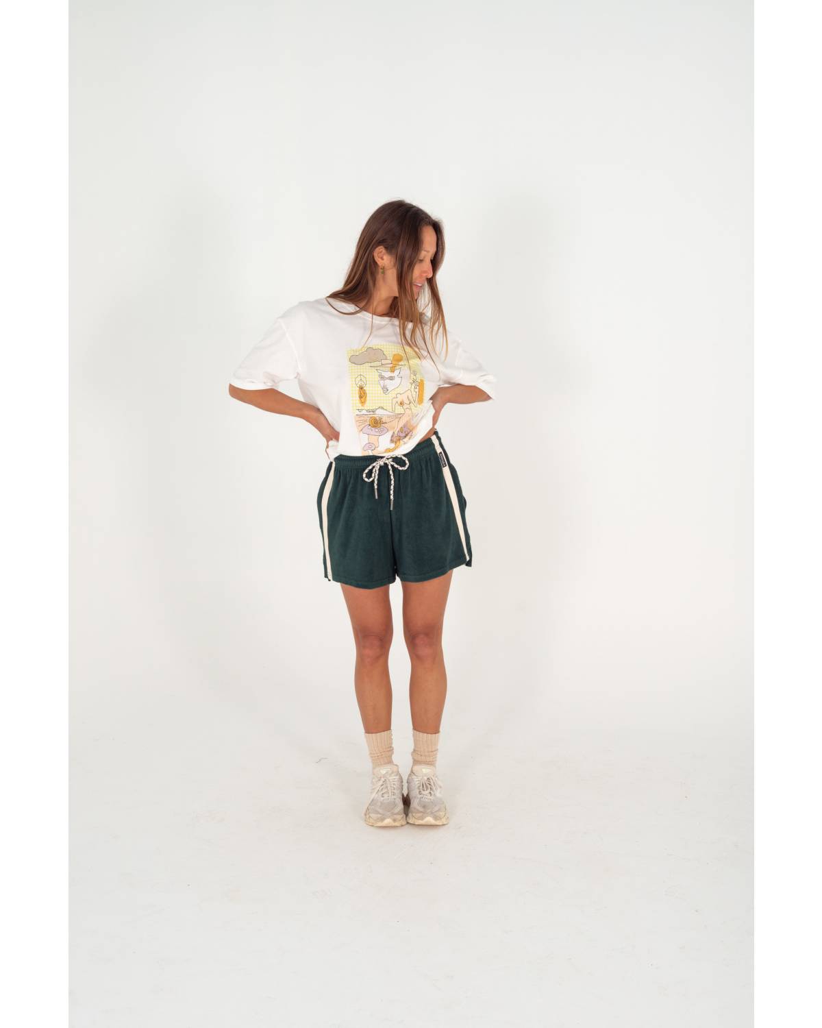 Terry Towelling Shorts Forest Green