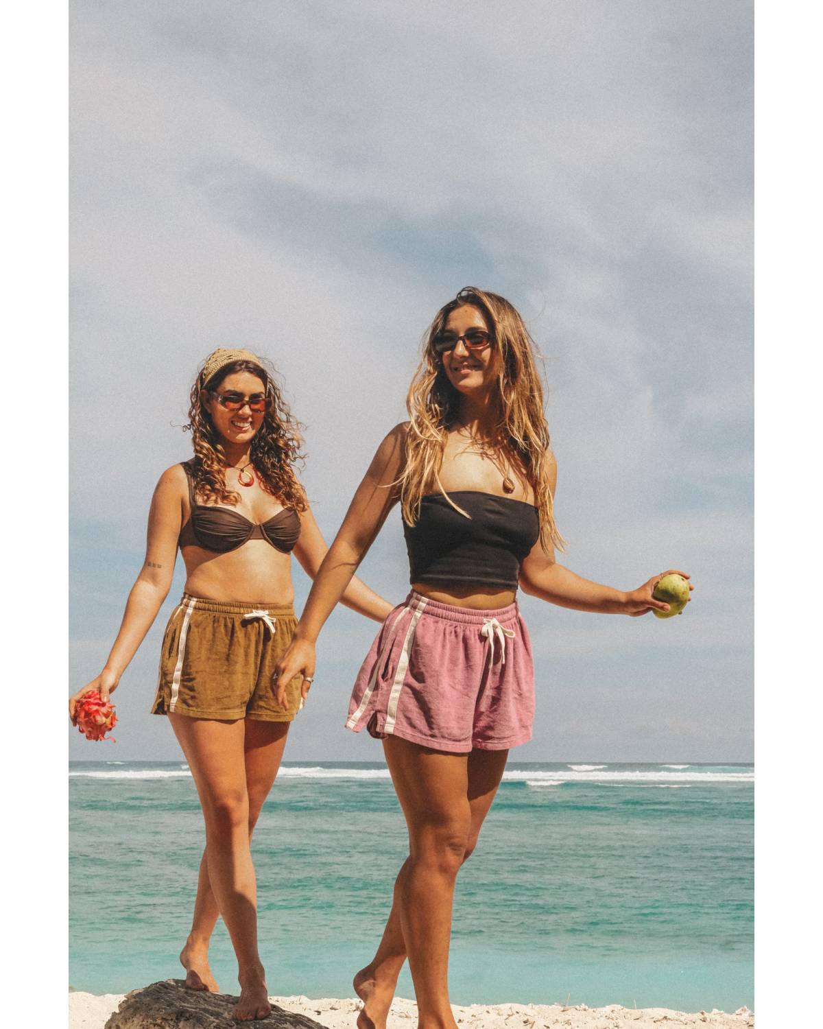 Model with friends on beach