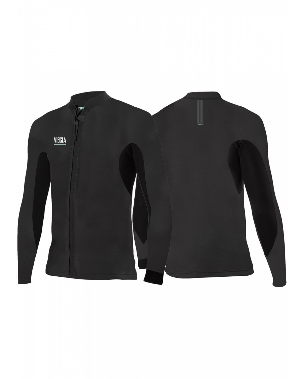 Vissla 2mm North Seas Front Zip - Black - Front and Back