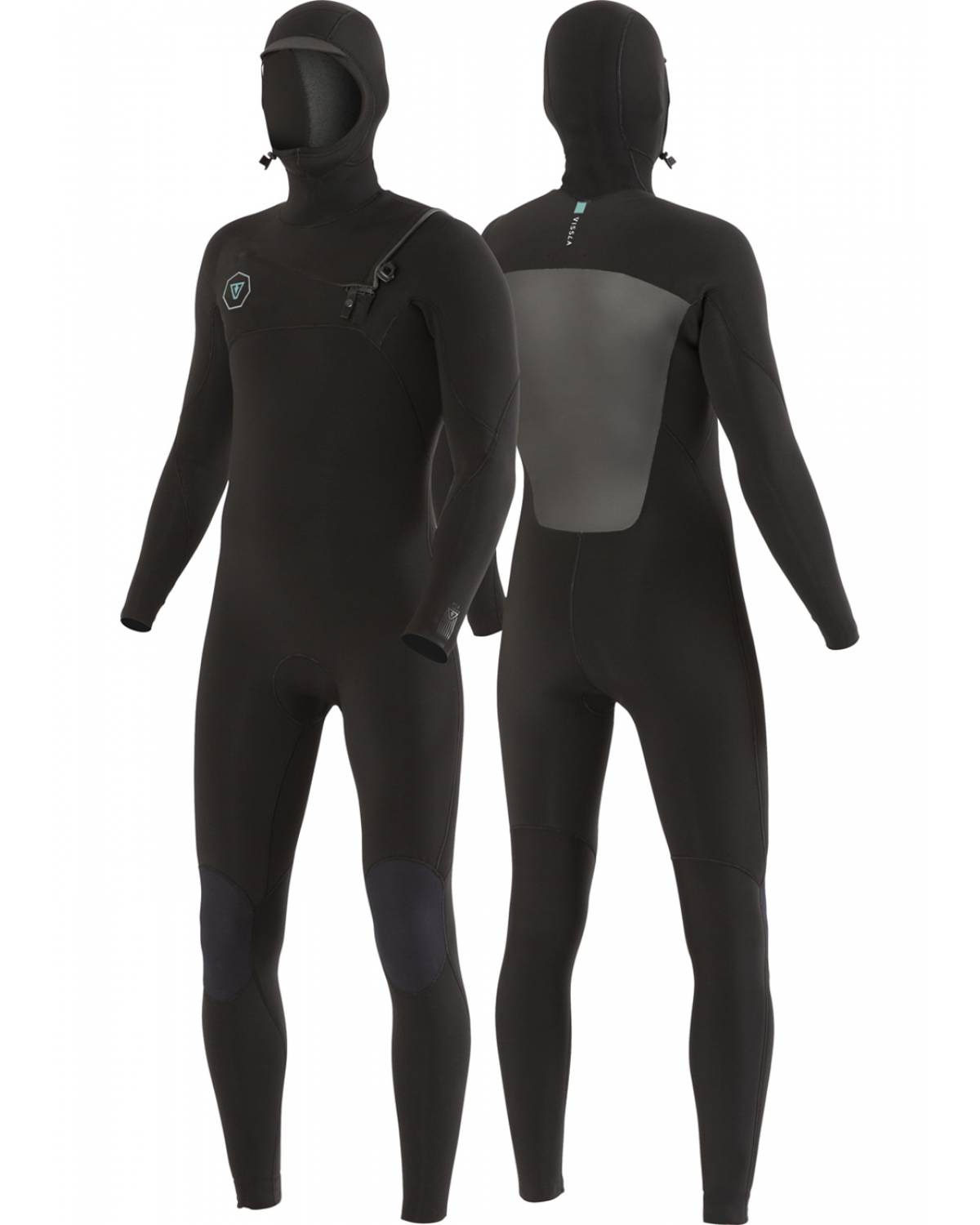 Vissla 7 Seas 4/3 Hooded Chest Zip Wetsuit - Black 