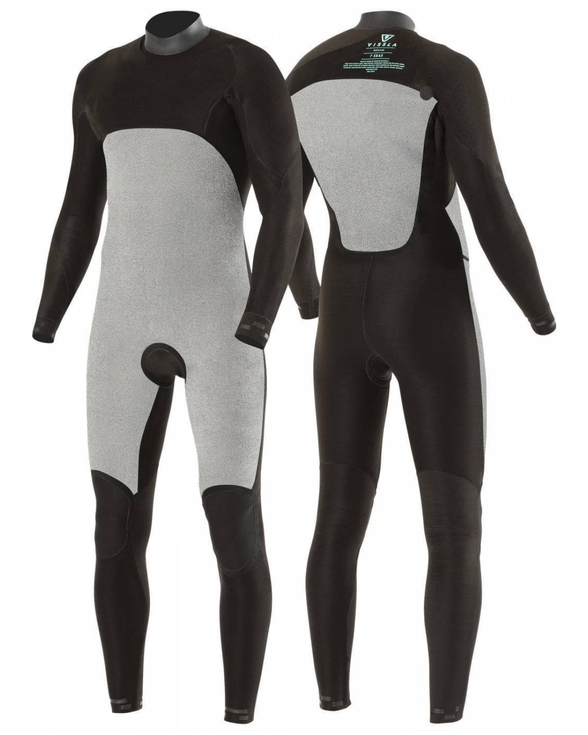 Vissla 7 Seas Comp 3/2 Chest Zip Full Wetsuit - Black - interior