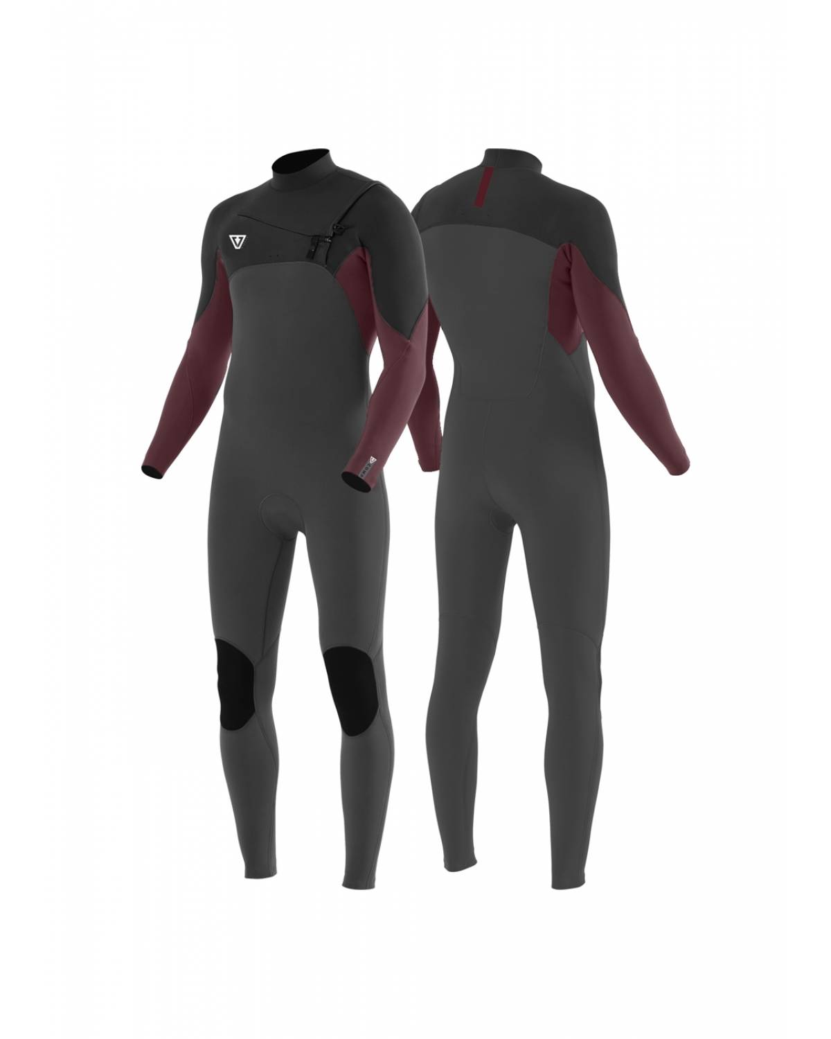 Vissla 7 Seas Comp 3/2 Chest Zip Steamer Wetsuit - Charcoal - back