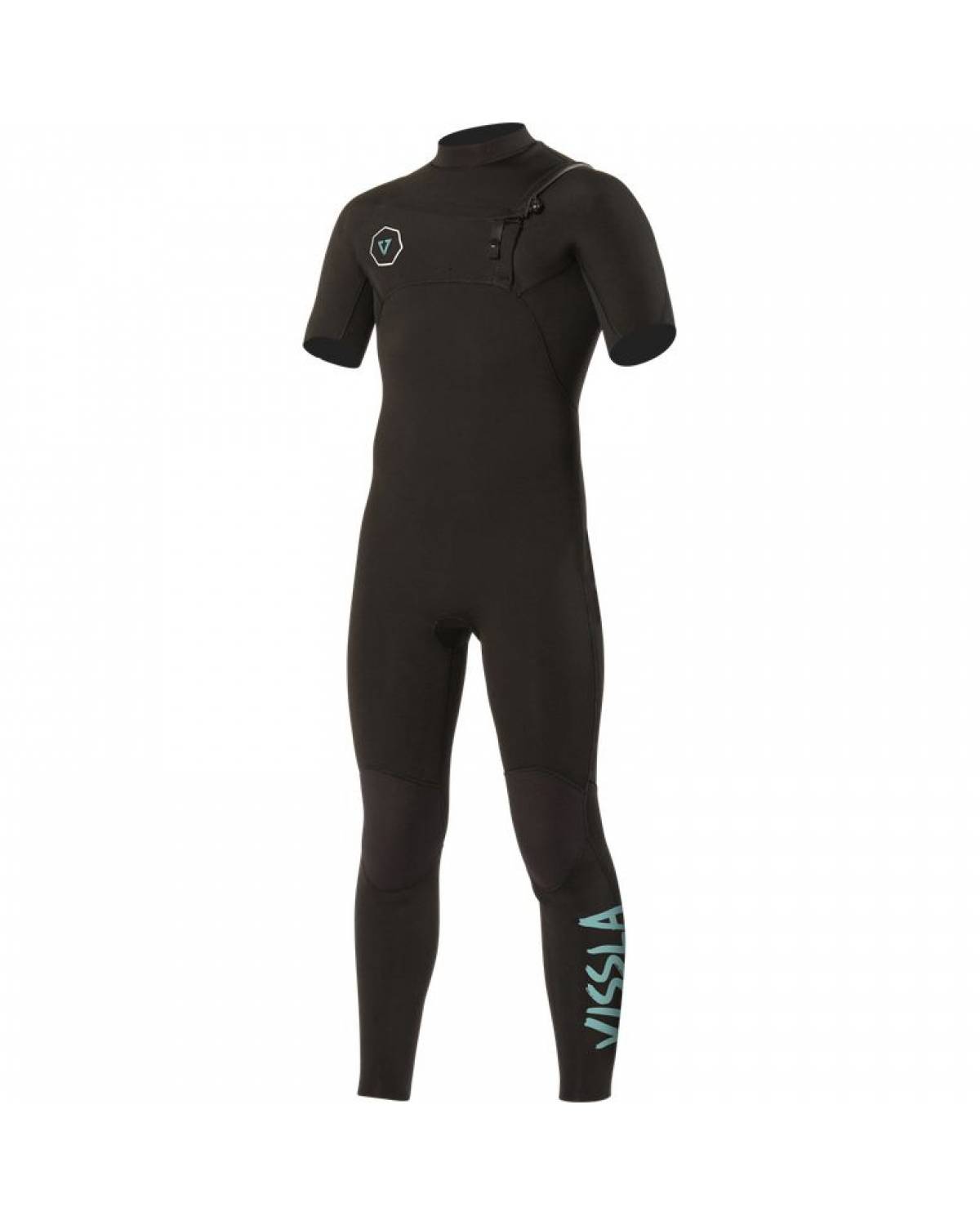Vissla Boys 7 Seas 2/2 S/S Chest Zip Wetsuit - Black front