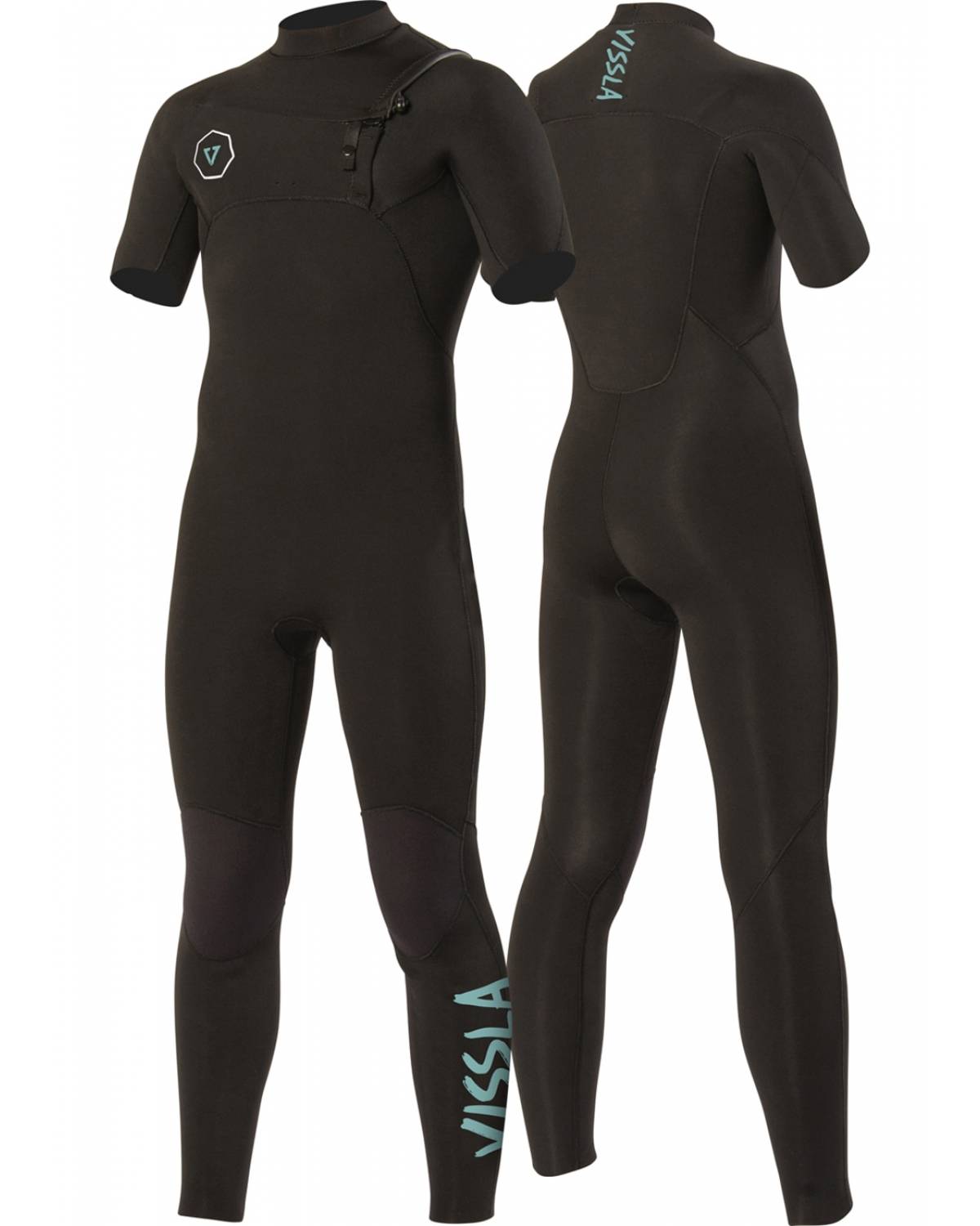 Vissla Boys 7 Seas 2/2 S/S Chest Zip Wetsuit - Black