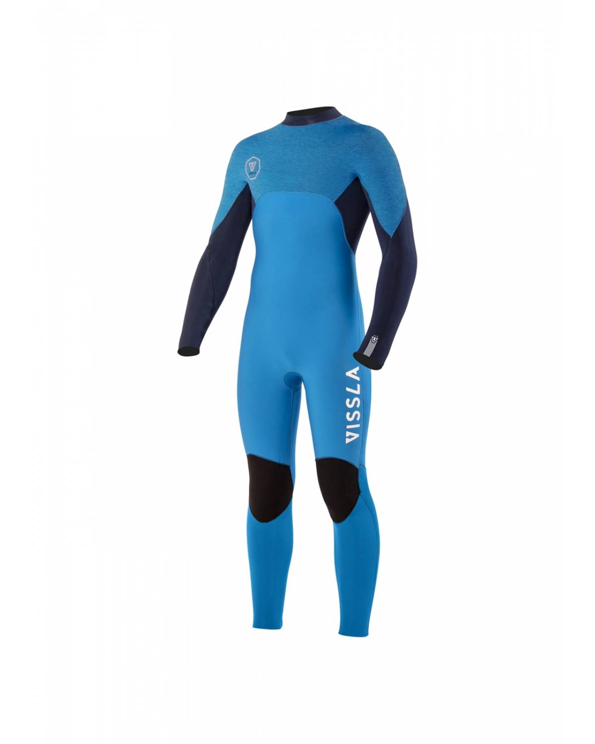 Vissla Boys 7 Seas 3/2 Back Zip Wetsuit - Baja Blue front