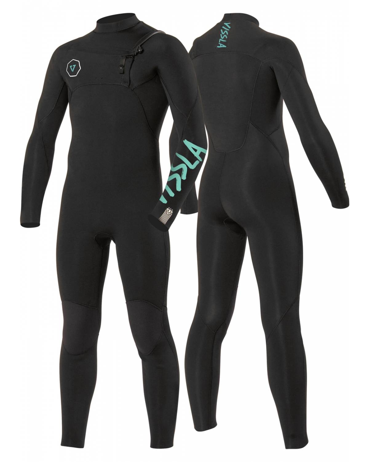 Vissla Boys 7 Seas 3/2 Chest Zip Wetsuit - Black