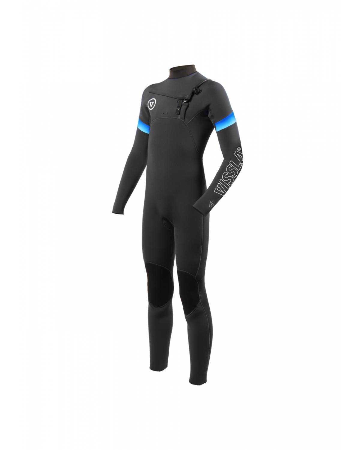 Vissla Boy's 7 Seas Raditude 3/2 Chest Zip Wetsuit - Black front