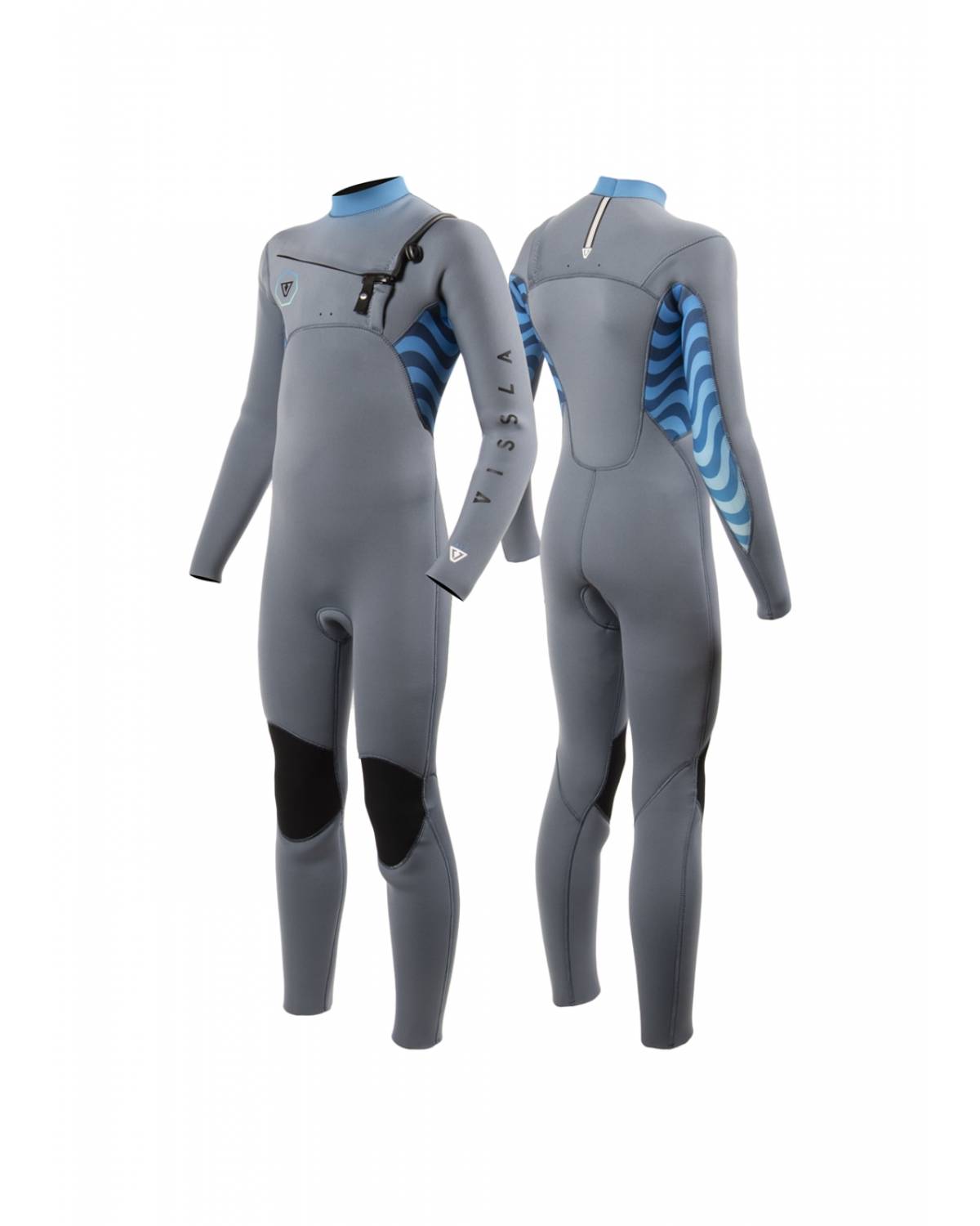 Vissla Boys 7 Seas Shredder 3/2 Chest Zip Wetsuit - Grey 1