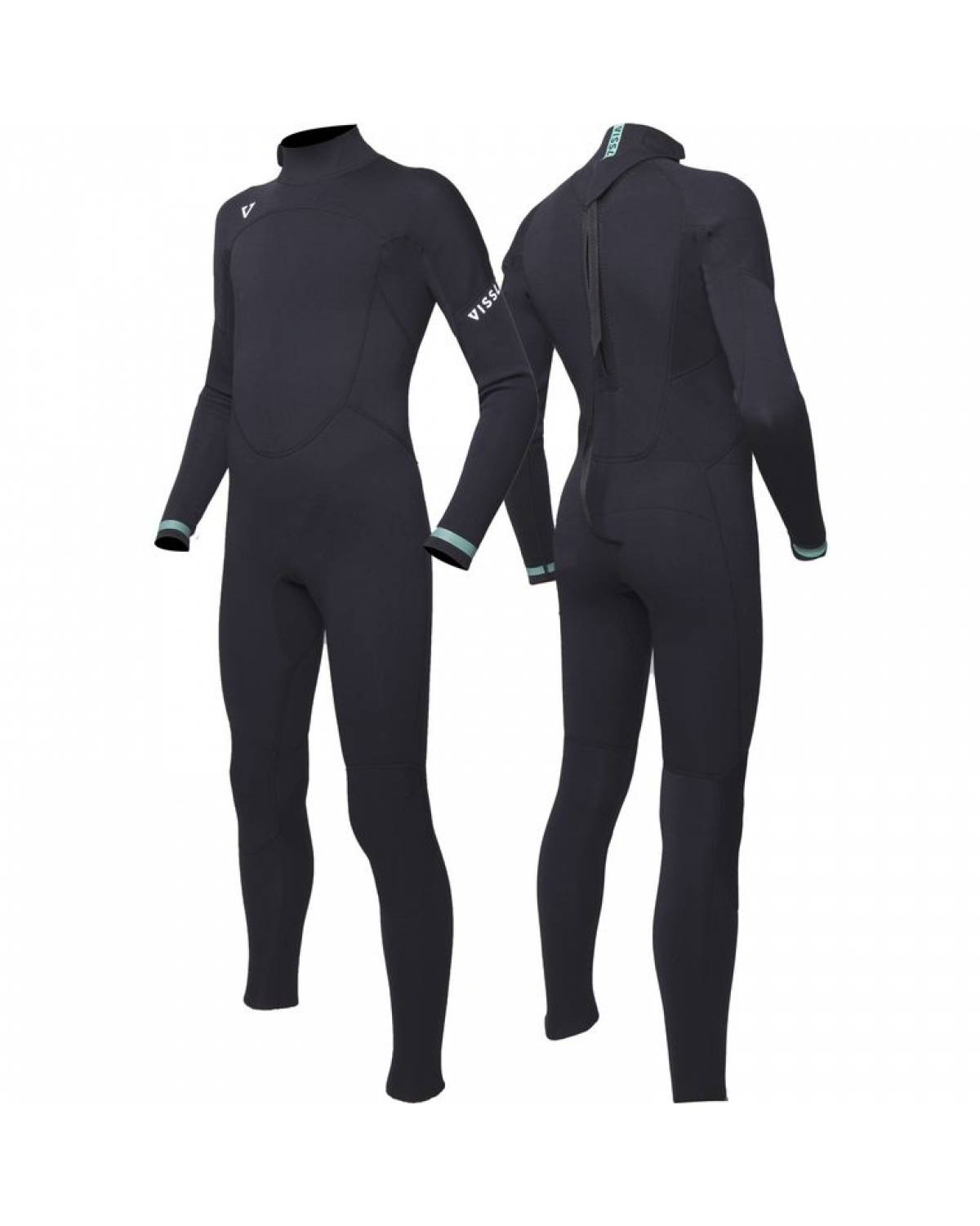 Vissla Boys Easy Seas 3/2 Back Zip Wetsuit - Black front & back