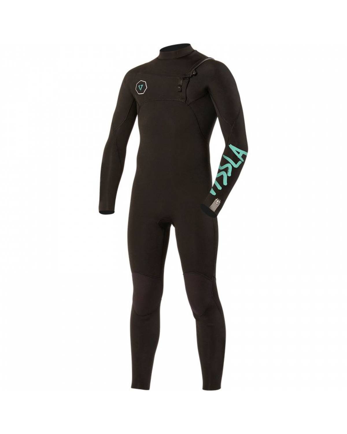 Vissla Boys 7 Seas 3/2 Chest Zip Wetsuit - Black front
