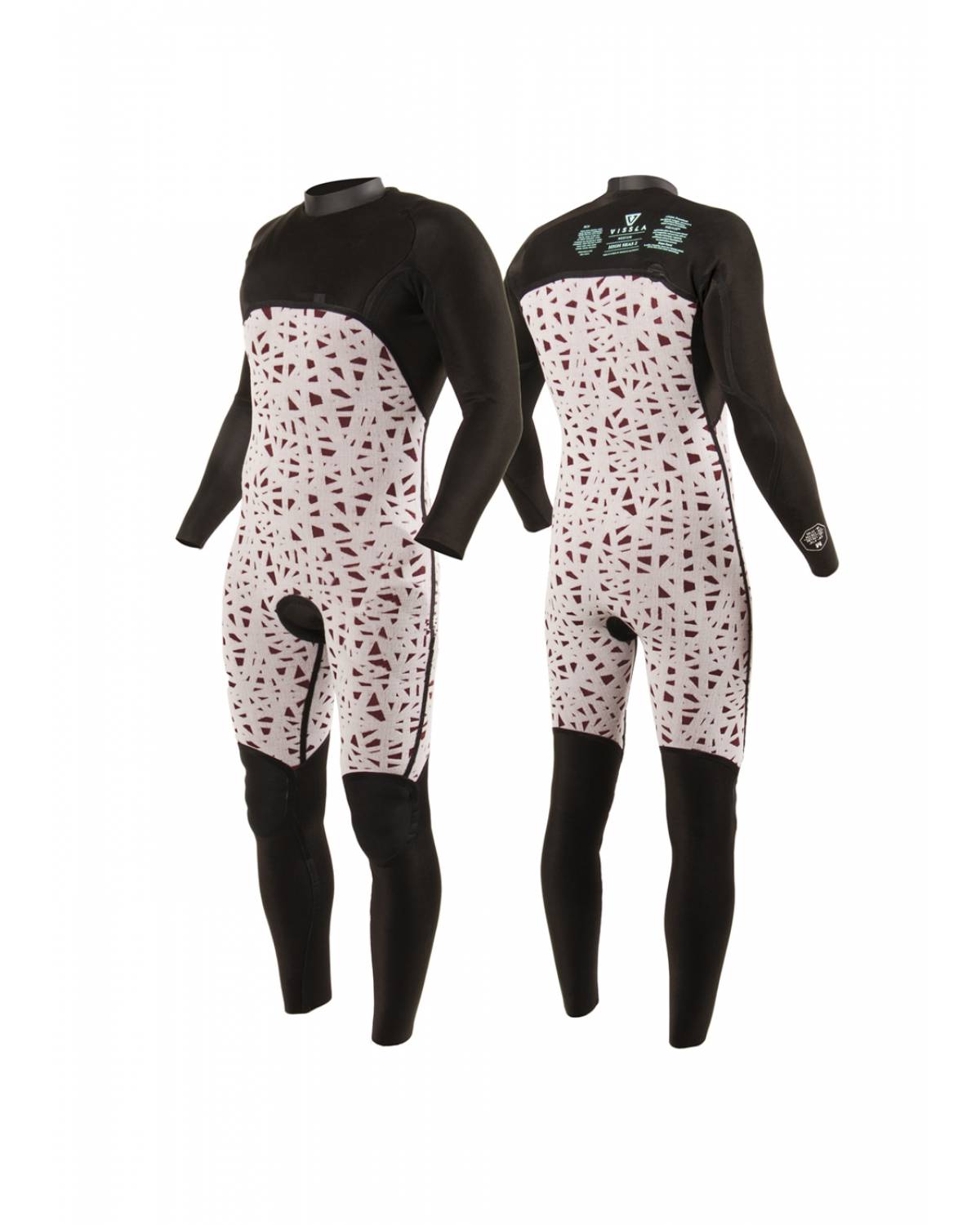 Vissla High Seas II 3/2 Full Chest Zip - Charcoal - With Print