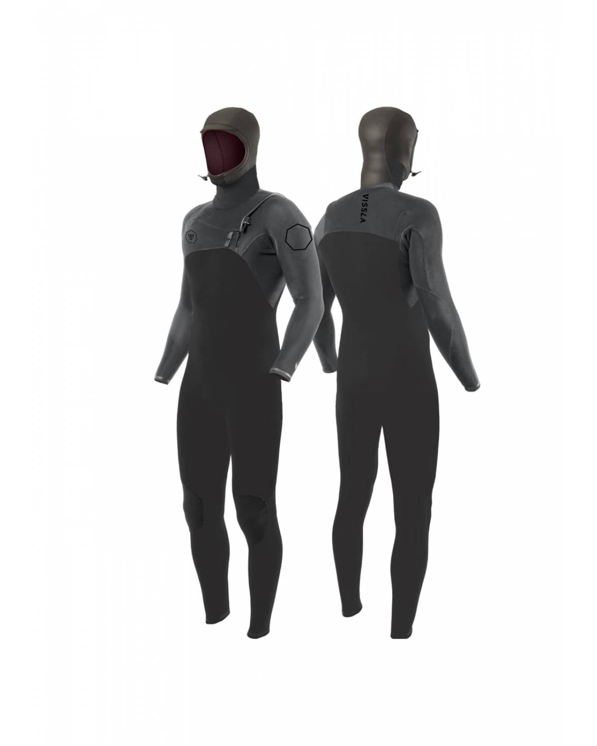 Vissla High Seas II 4/3 Hooded Men's Steamer Wetsuit - front & back