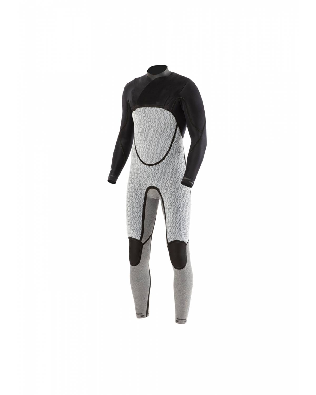 Vissla North Seas 4/3 Chest Zip Wetsuit - Black lining front