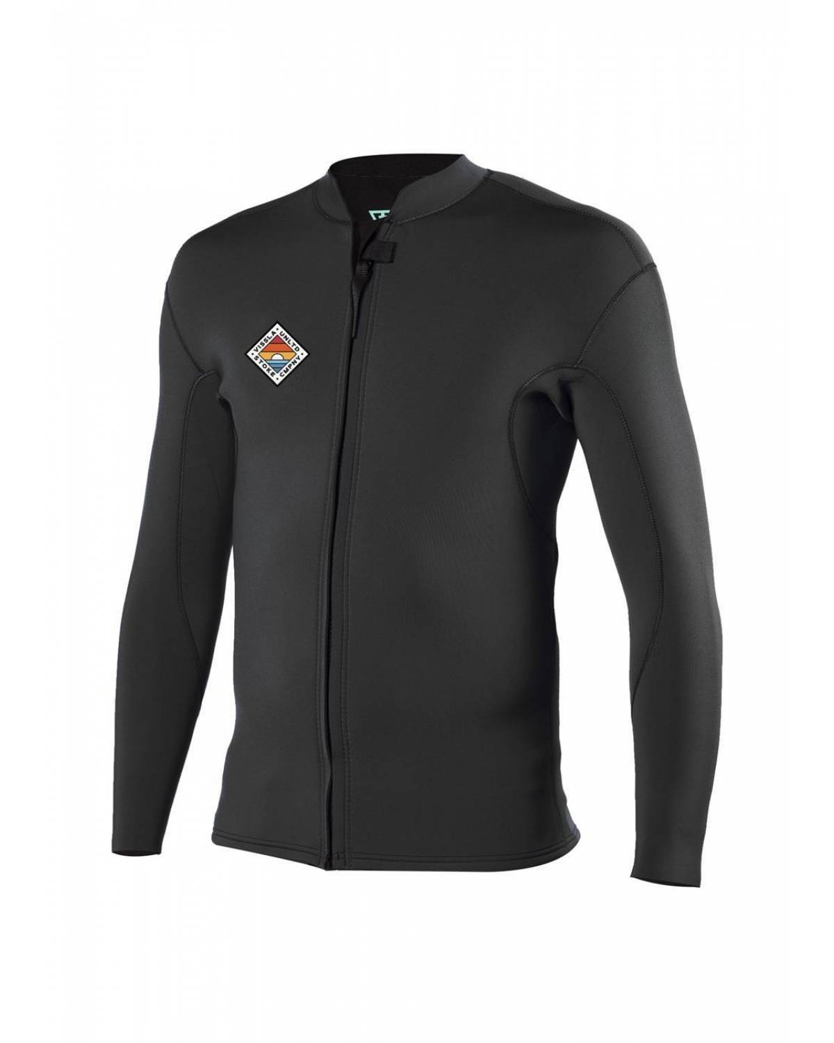 Vissla Solid Sets 2mm Front Zip Jacket - Black - front