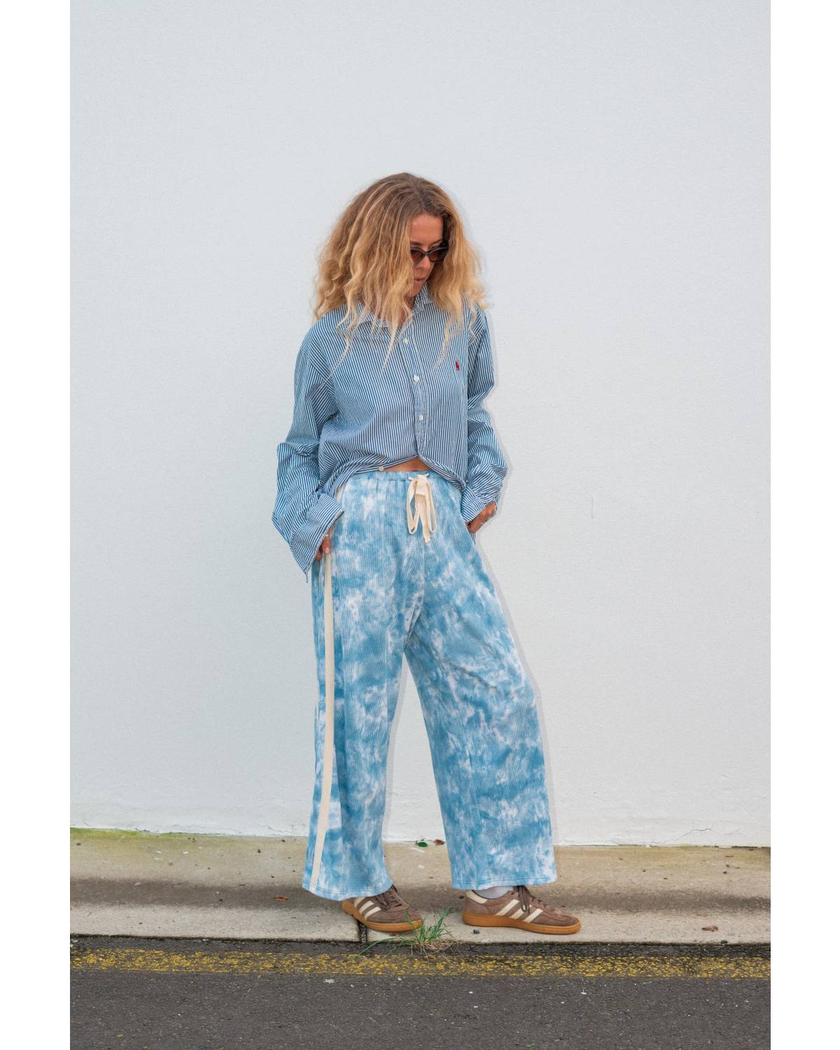 Waffle Lounge Pants in Cloud Tie Dye - Atmosea