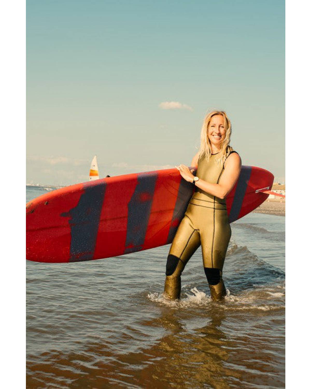 Wallien Long Jane Wetsuit - Silky Gold on  beach