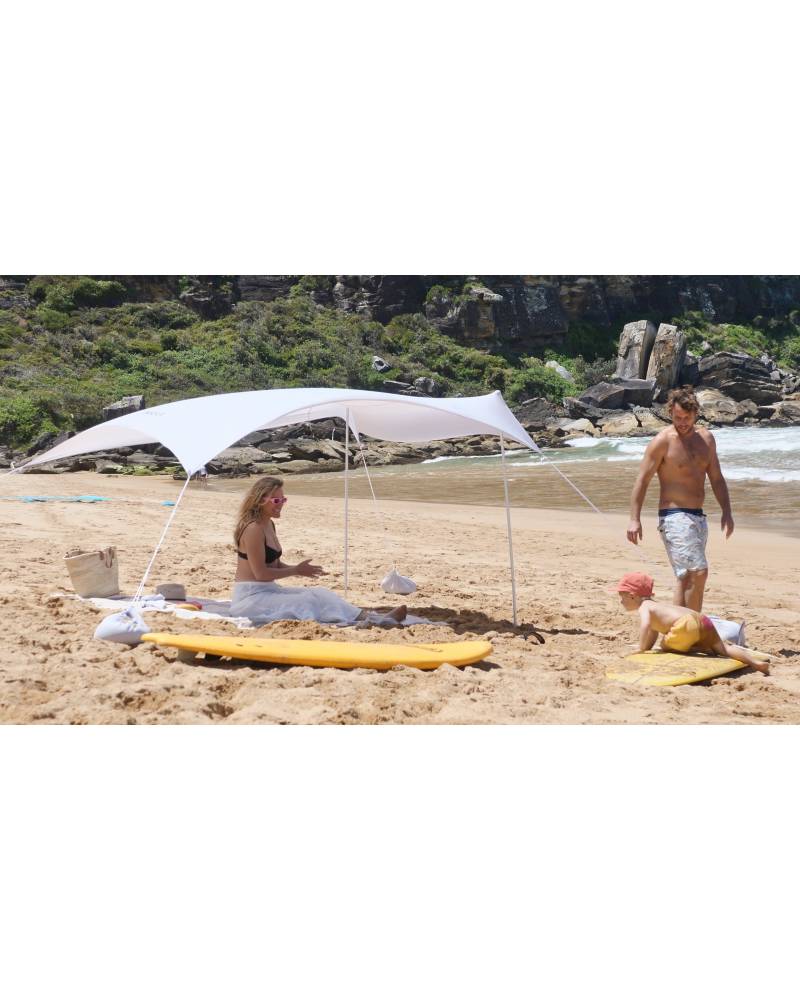 Family Size Wave Break Beach Tent - Light Grey 