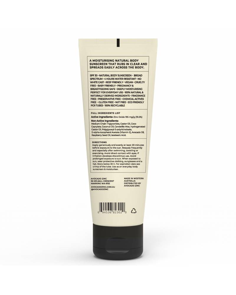 Avocado Zinc SPF 30 Natural Body Sunscreen