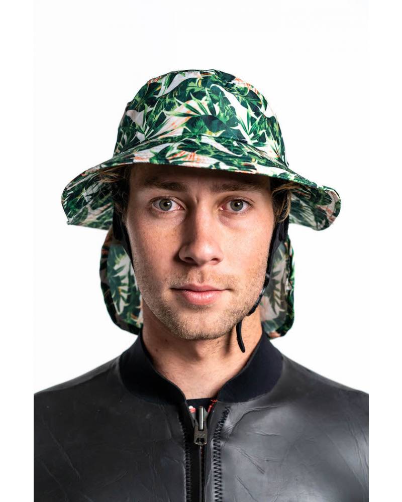 Boardsox Green Leaf Surf Hat front on model