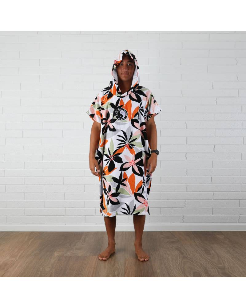 T&C Honolua Hooded Towel Poncho - front with hood on
