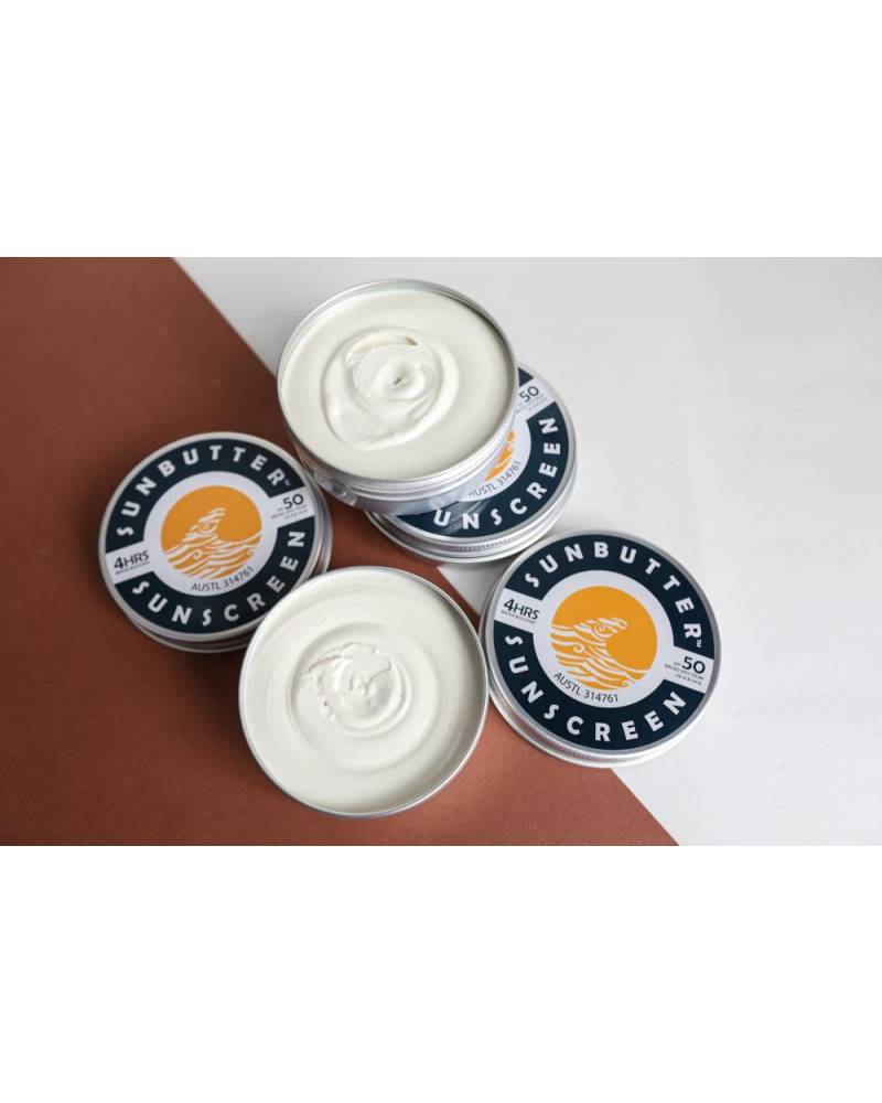 SunButter Family Sunscreen Pack 3 tins open