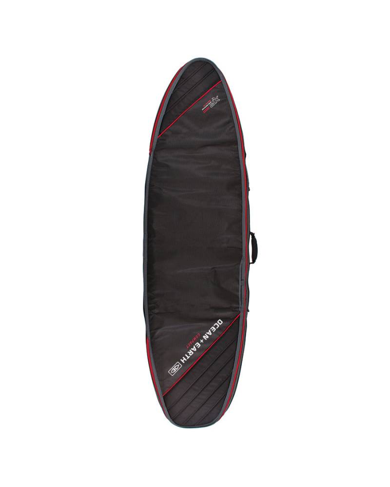 Double Compact Shortboard Cover - Black/Red / 7'2"