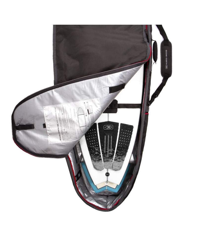 Double Coffin Shortboard Cover - Black/Red / 7'6"