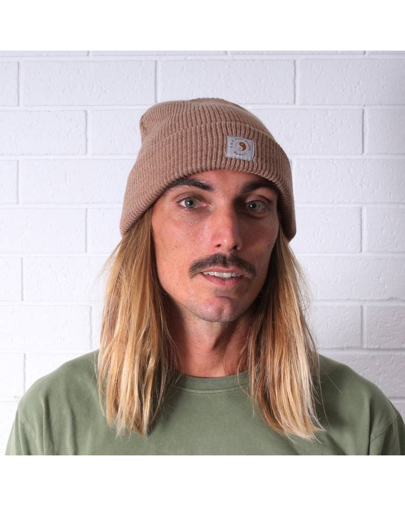 T& C Surf Designs Beanie - Tobacco on model